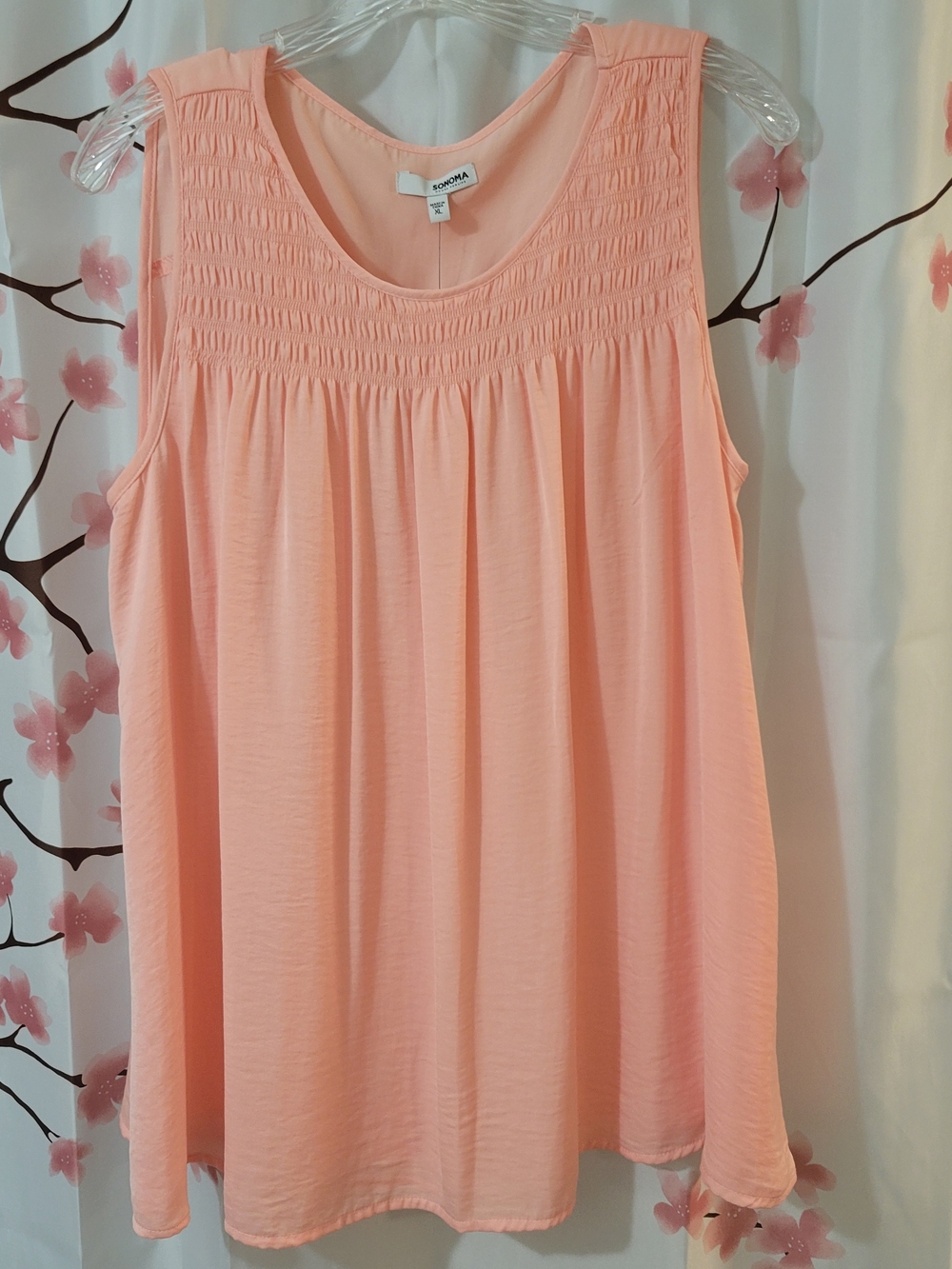 Sonoma Women’s Peach Smocked Yoke Tank